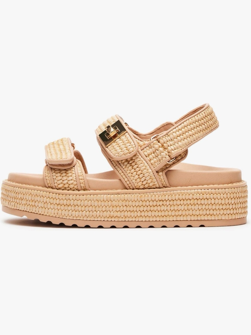 Women’s Beige Woven Platform Sandals - Picture 3 of 5